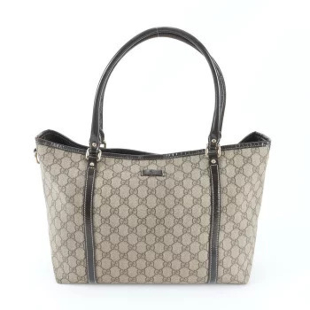 Gucci GG Supreme Leather 2Way Shoulder Tote Bag Brown